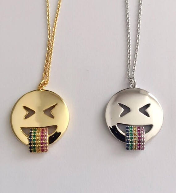 Emoji Necklace - Rainbow - SILVER - Fala Jewelry