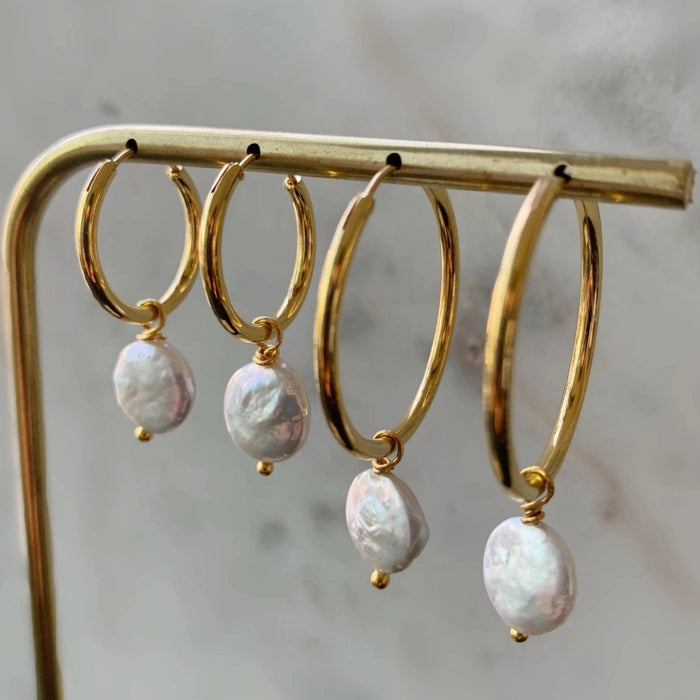 COIN Pearl Hoop Earrings