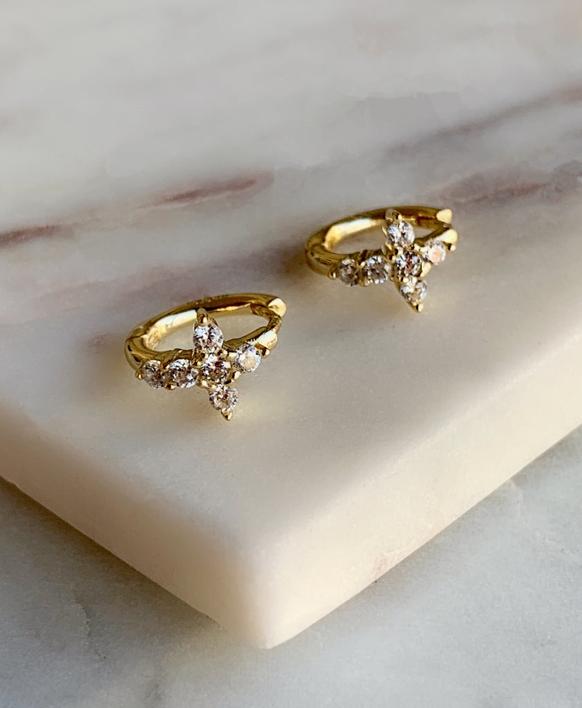 Cross Hoop Earrings - GOLD - Fala Jewelry