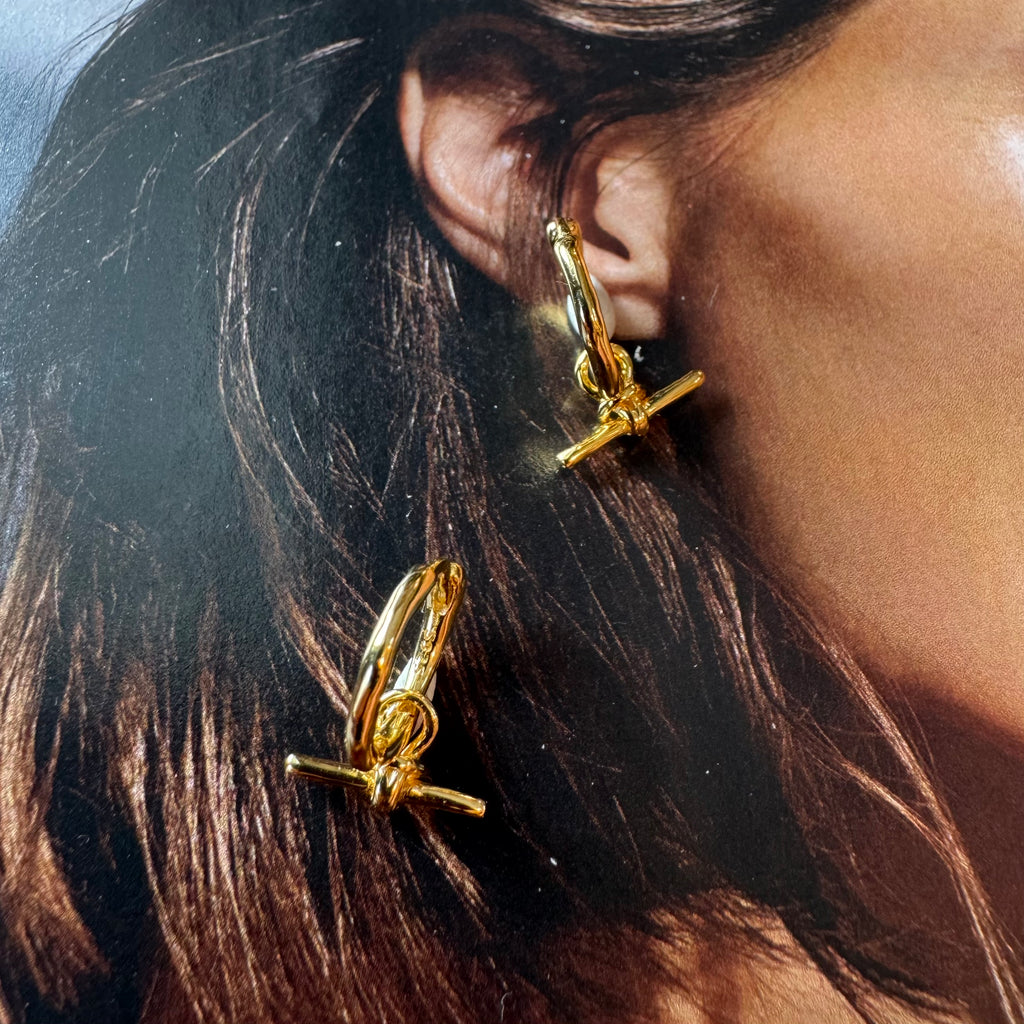 Knot Dangle Hoop Earrings