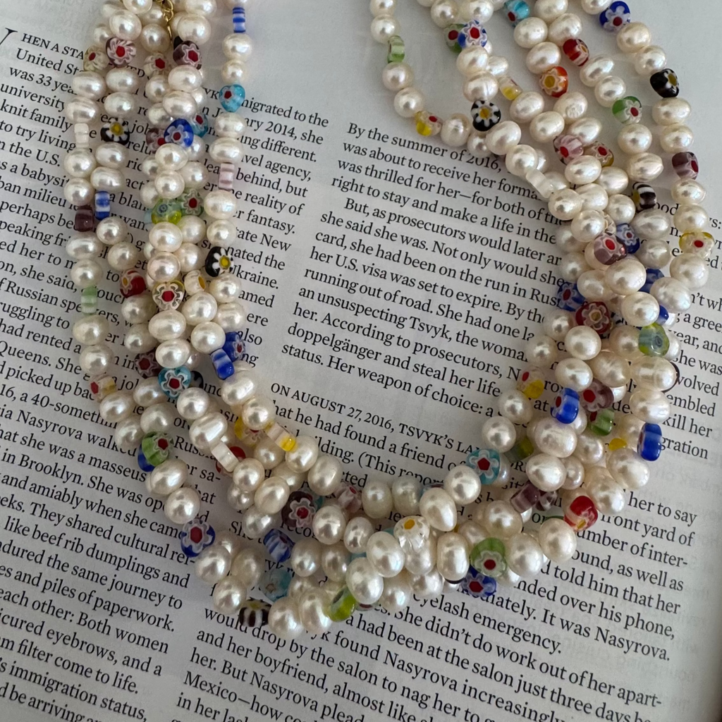 Freshwater Pearl and Glass Bead Necklace