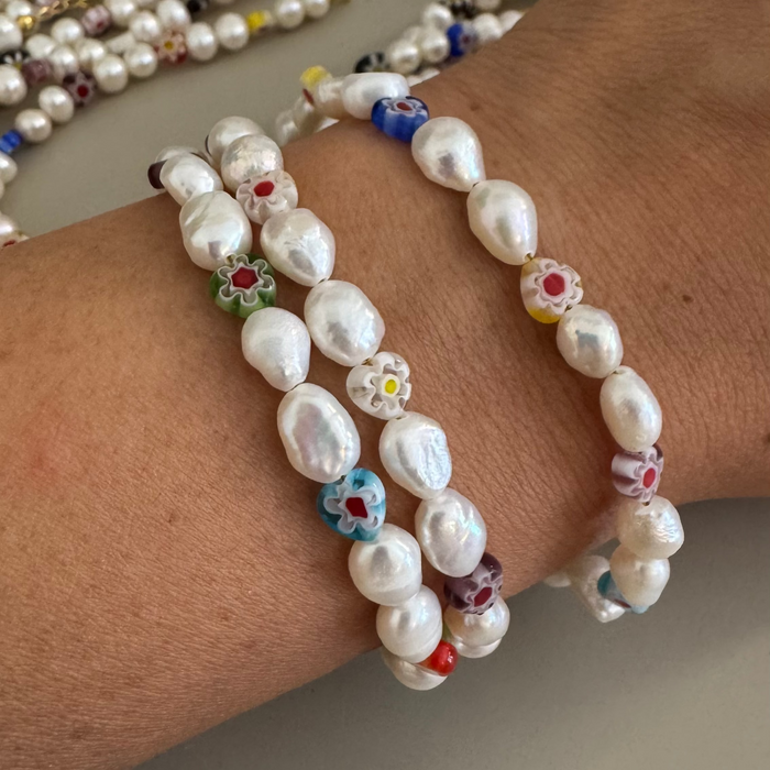Freshwater Pearl and Glass Bead Bracelet