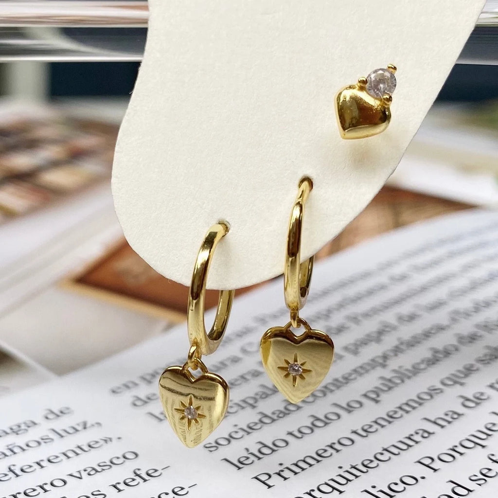 Gold hoop earrings 2025 with heart charm