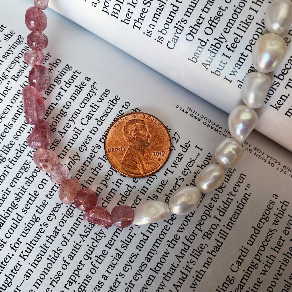 Strawberry Quartz & Pearl Necklace