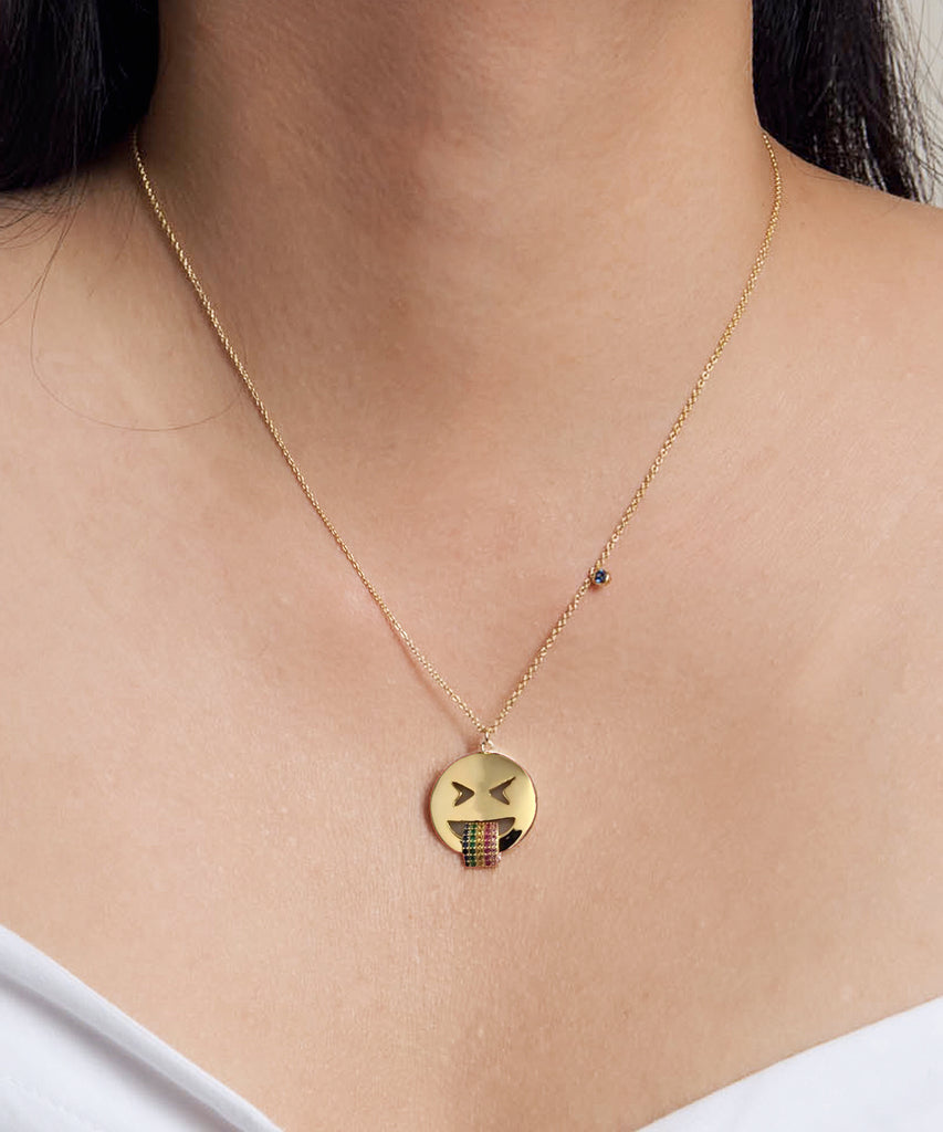 Emoji Necklace - Rainbow - GOLD - Fala Jewelry