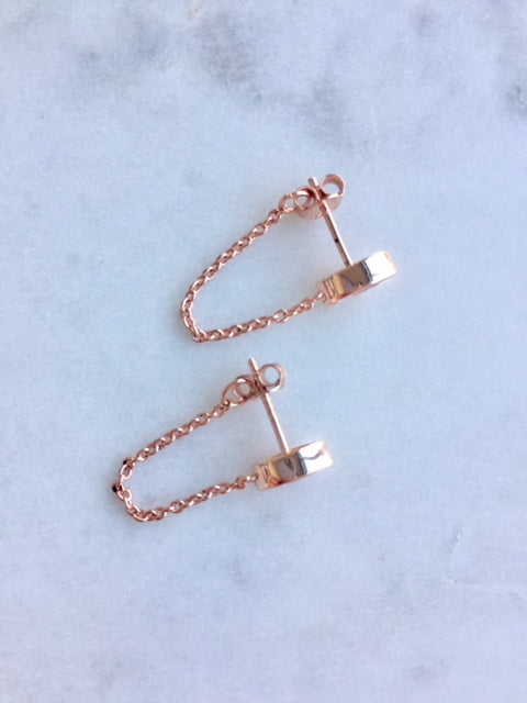 MARQUEE CHAIN EARRINGS - ROSE GOLD - Fala Jewelry