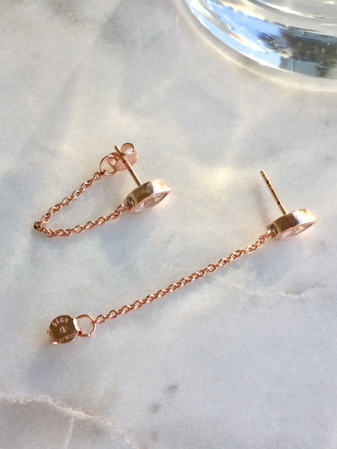 MARQUEE CHAIN EARRINGS - ROSE GOLD - Fala Jewelry