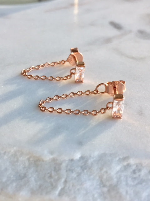 CHAIN STUD EARRINGS - ROSE GOLD - Fala Jewelry