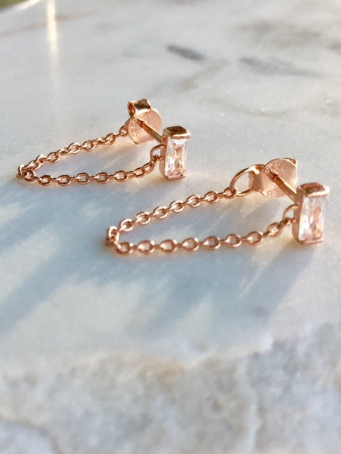 CHAIN STUD EARRINGS - ROSE GOLD - Fala Jewelry