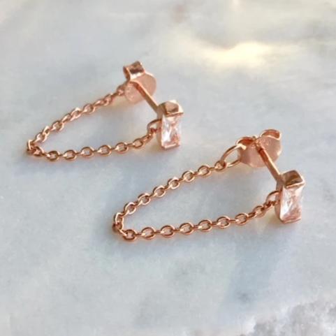 CHAIN STUD EARRINGS - ROSE GOLD - Fala Jewelry