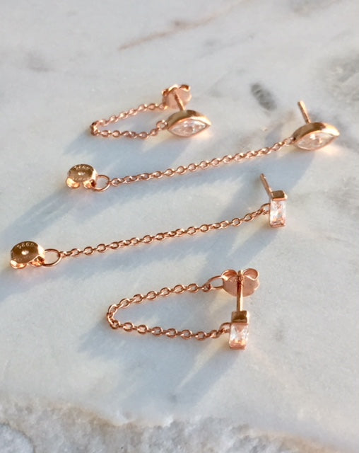 CHAIN STUD EARRINGS - ROSE GOLD - Fala Jewelry