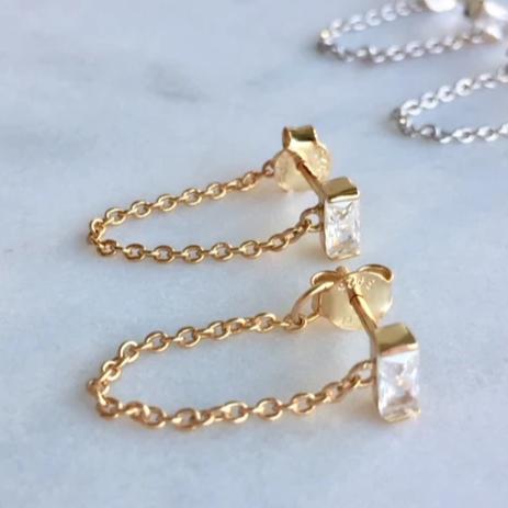 CHAIN STUD EARRINGS - GOLD - Fala Jewelry