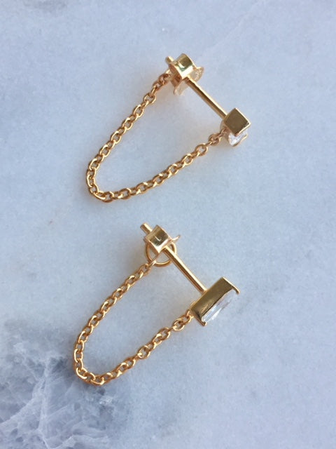 CHAIN STUD EARRINGS - GOLD - Fala Jewelry