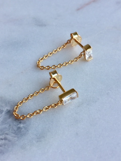 CHAIN STUD EARRINGS - GOLD - Fala Jewelry