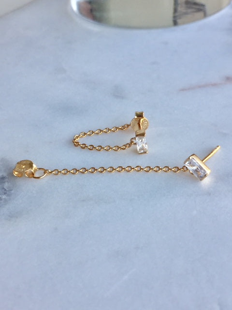 CHAIN STUD EARRINGS - GOLD - Fala Jewelry