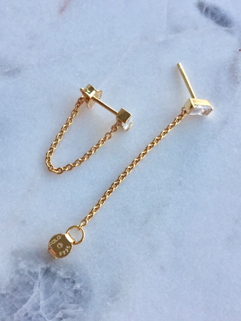 CHAIN STUD EARRINGS - GOLD - Fala Jewelry