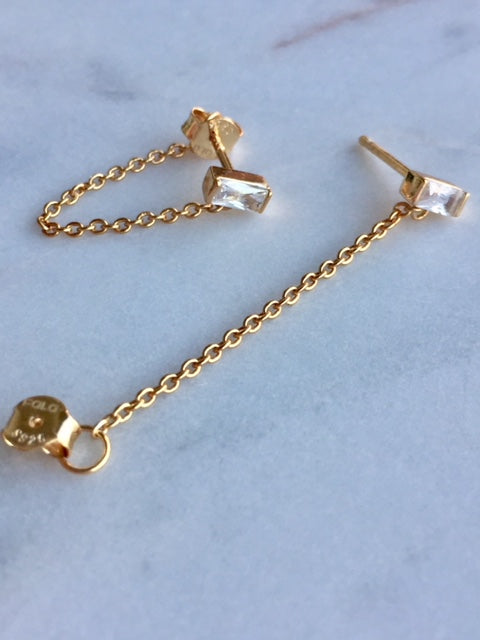 CHAIN STUD EARRINGS - GOLD - Fala Jewelry
