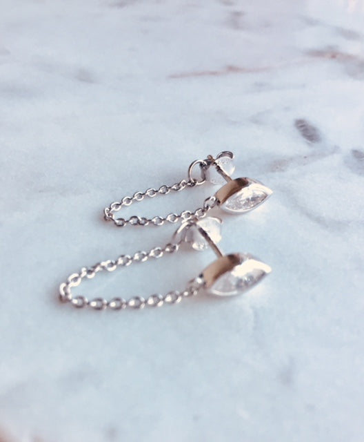 MARQUEE CHAIN EARRINGS - SILVER - Fala Jewelry