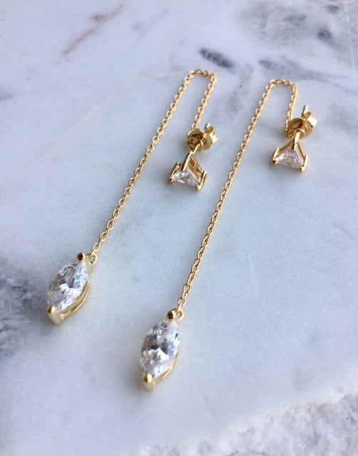 MUTI THREADER EARRINGS - GOLD - Fala Jewelry