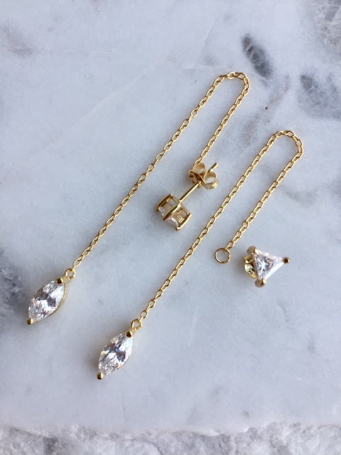 MUTI THREADER EARRINGS - GOLD - Fala Jewelry