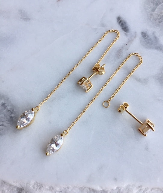 MUTI THREADER EARRINGS - GOLD - Fala Jewelry