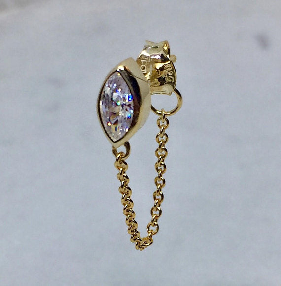 MARQUEE CHAIN EARRINGS - GOLD - Fala Jewelry