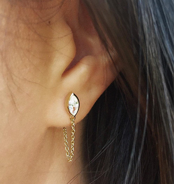 MARQUEE CHAIN EARRINGS - GOLD - Fala Jewelry