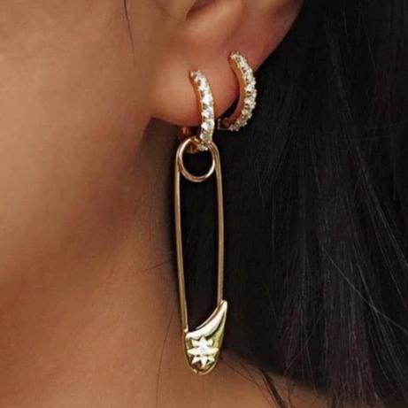 Safety Pin Earrings Hoop Earrings Huggie Gold Hoop Earrings Punk Earrings Dangle Earrings Drop Earrings Statement Earrings Edgy Earrings