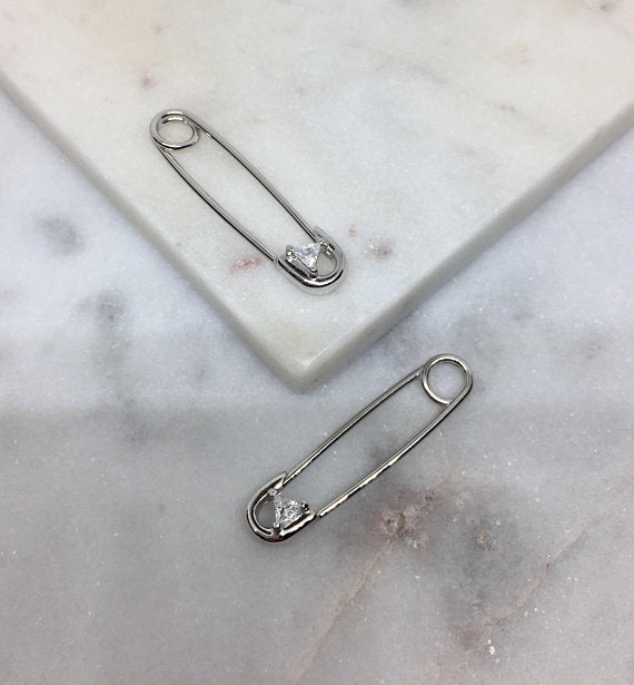 Safety Pin Earrings Modern Earrings Silver Earrings Punk Earrings Dangle Earrings Drop Earrings Statement Earrings Minimalist Earrings