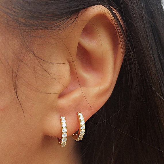 Hoop Chain Earrings Gold Hoop Earrings Huggie Earrings Dangle Earrings Drop Chain Earrings Gold Hoops Minimal Earrings Edgy Earrings Jewelry