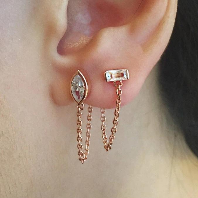 MARQUEE CHAIN EARRINGS - ROSE GOLD