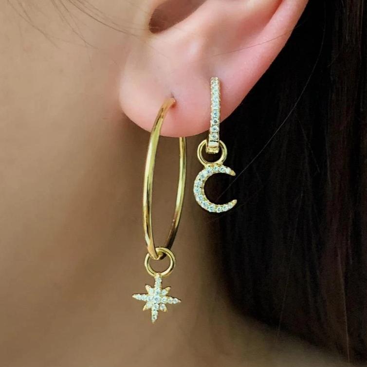And Now This 18K Gold Plated or Silver Plated Pave Stars Hoop Earrings |  CoolSprings Galleria