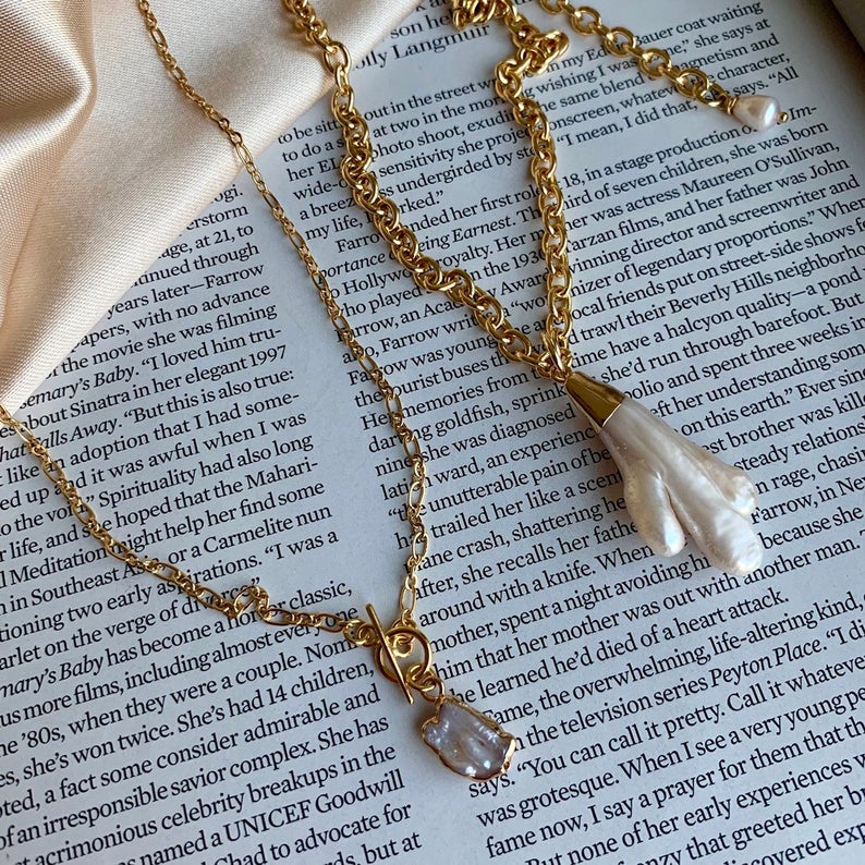 Chunky Chain Pearl Necklace