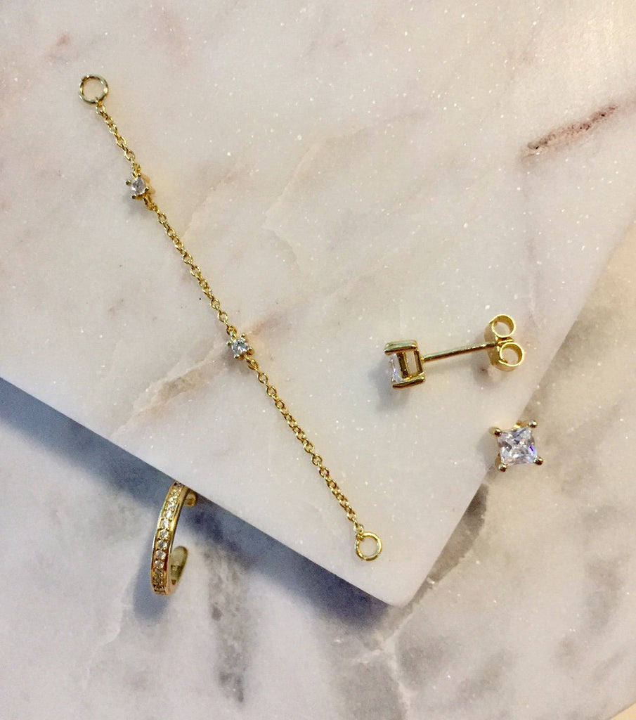 EAR CUFF CHAIN EARRINGS - GOLD - Fala Jewelry