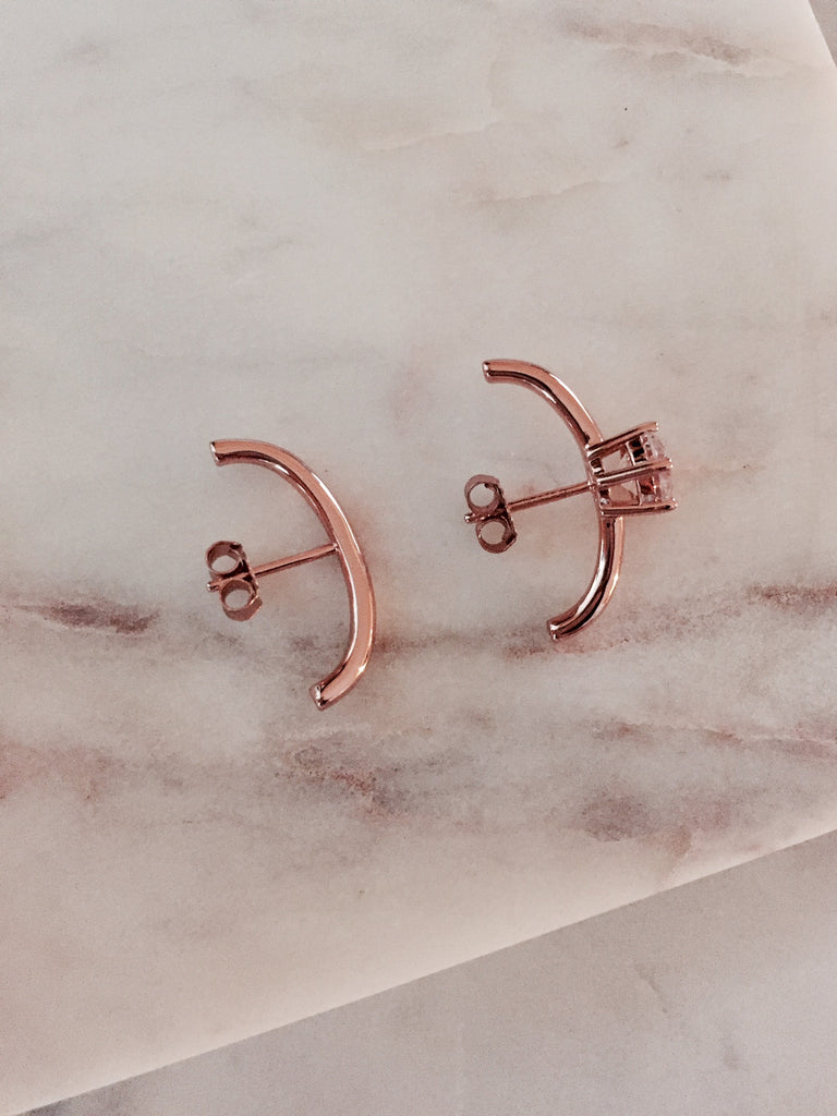 UNEVEN BAR EARRINGS - ROSE GOLD - Fala Jewelry