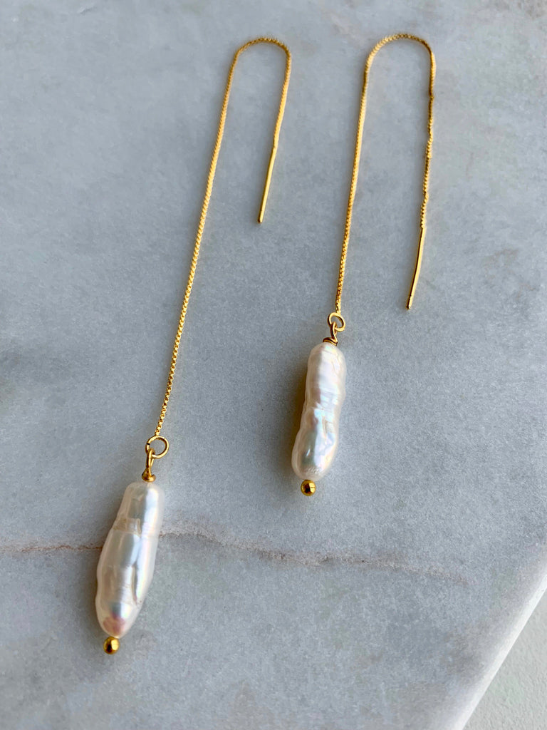 Long Pearl Threader Earrings