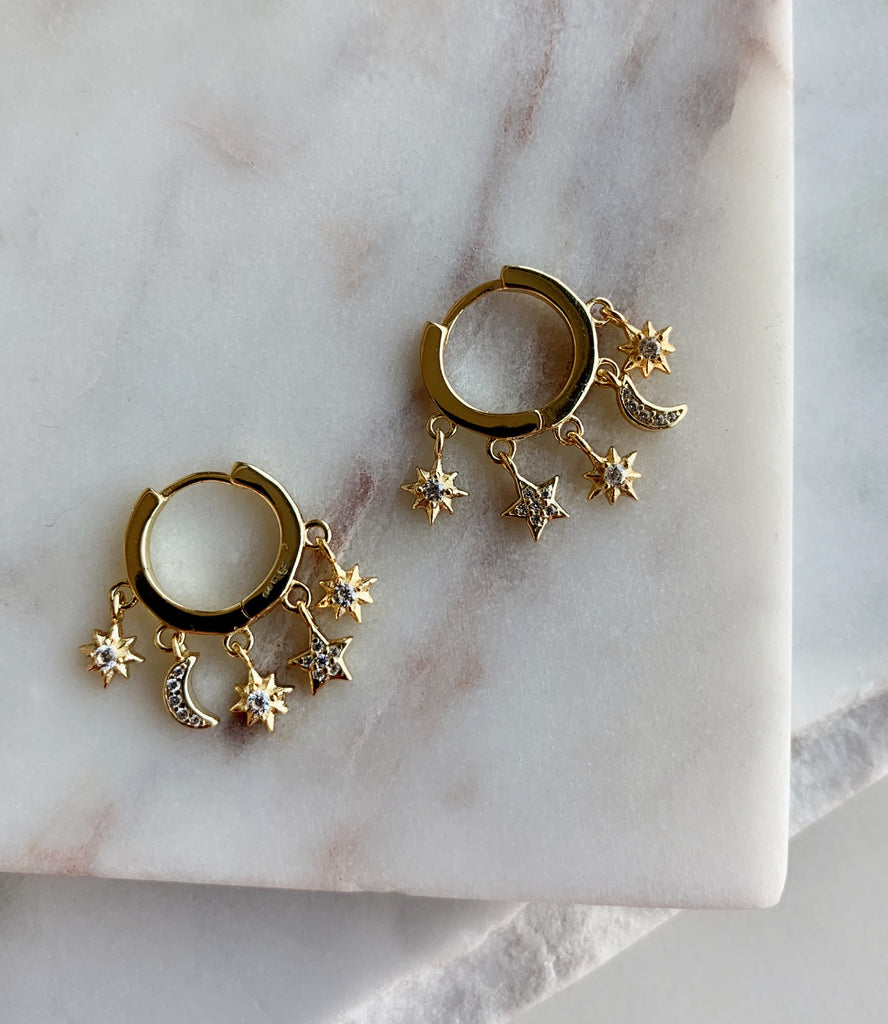 Charm Hoop Earrings - GOLD - Fala Jewelry