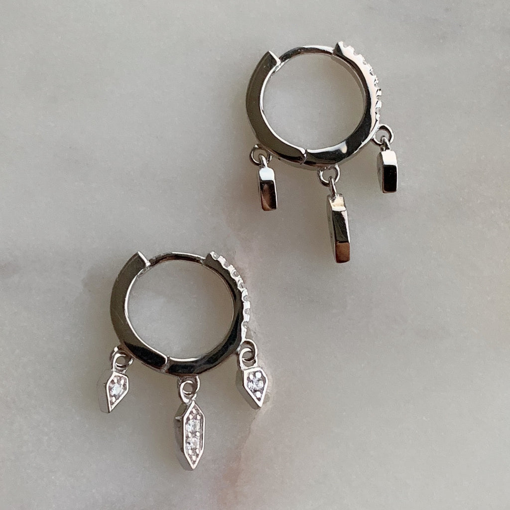 CHARM HOOP EARRINGS - SILVER