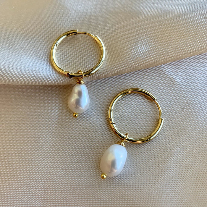 Pearl Hoop Earrings