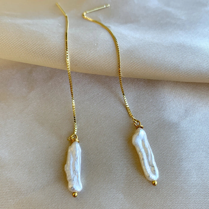 Long Pearl Threader Earrings