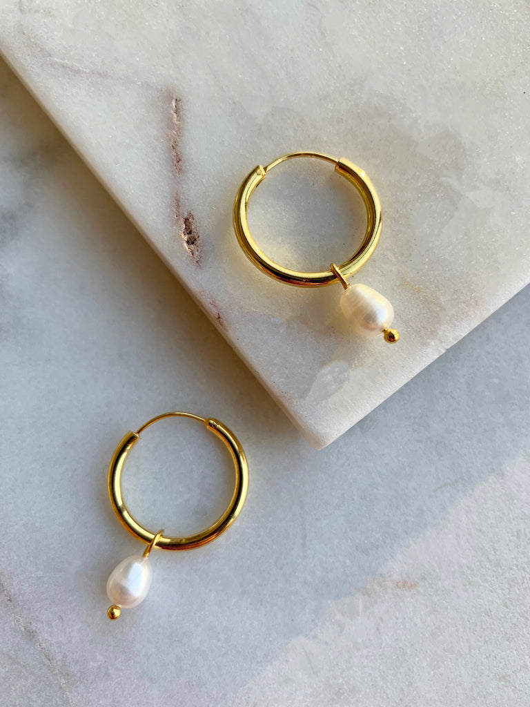 PEARL HOOP EARRINGS