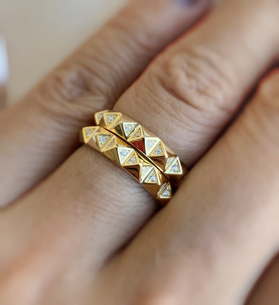 Buy 18kt Gold Plated Domed Pyramid Ring, Bold Modern Gold Ring Size 9  Adjustable, Dijous Italy Jewelry, 925 Sterling Silver Minimalist Ring  Online in India - Etsy