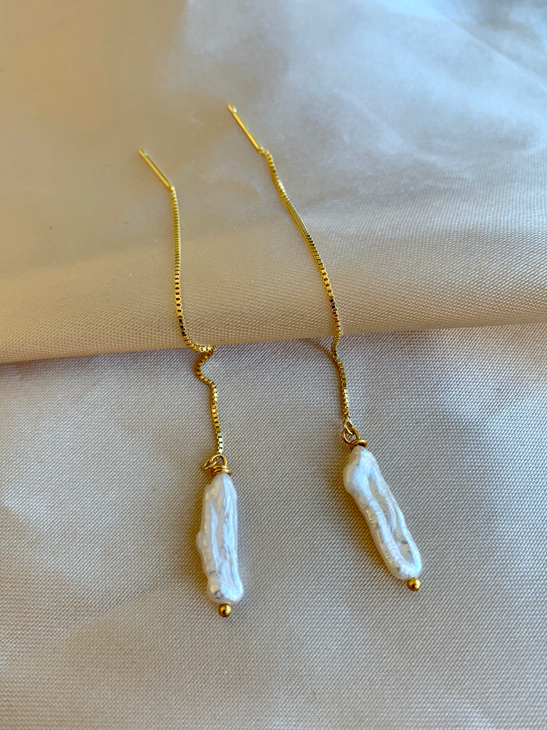 Long Pearl Threader Earrings