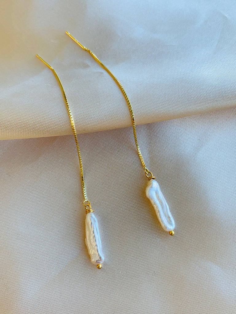 Long Pearl Threader Earrings