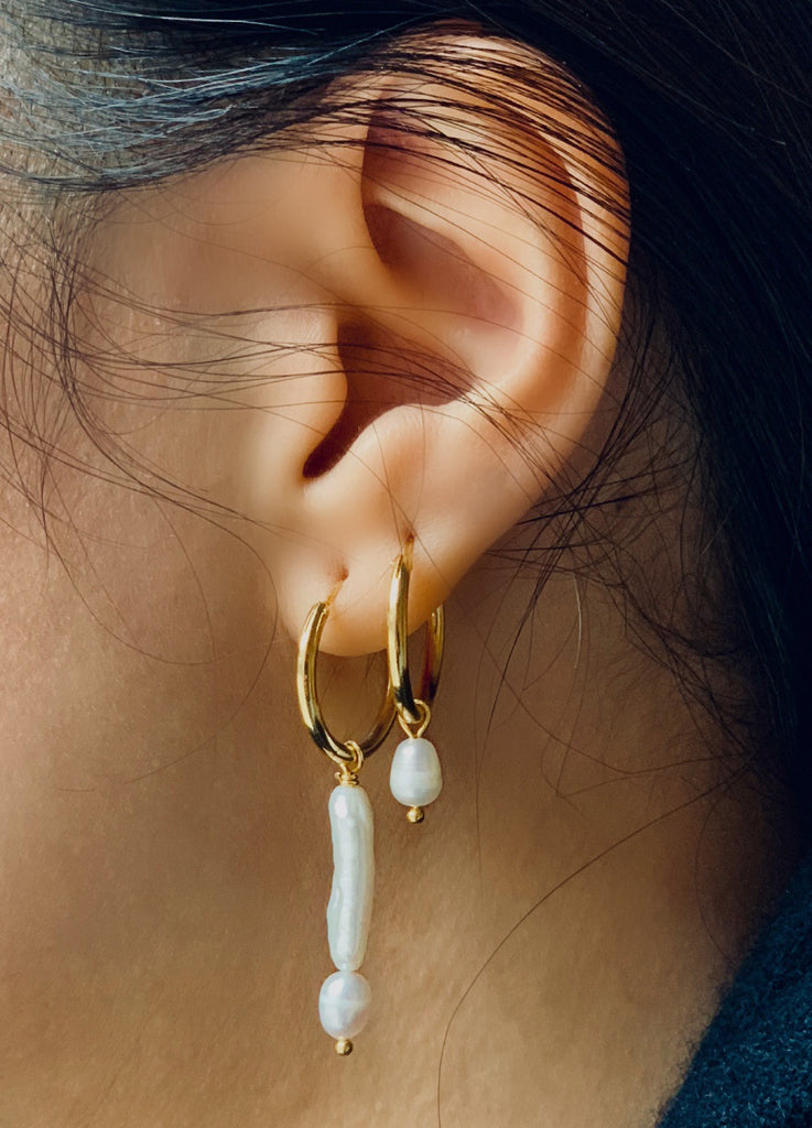 PEARL HOOP EARRINGS