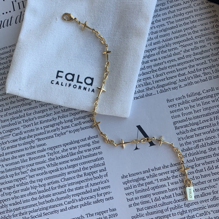 Dainty Sideways Cross Chain Bracelet
