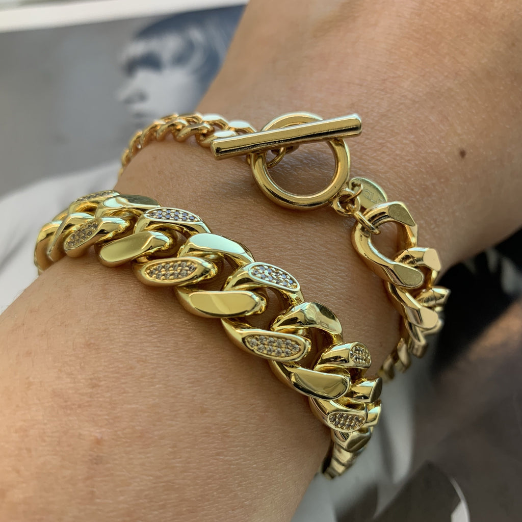 Buy 18k Gold Cuban Link Chain Bracelet Gold Curb Chain Bracelet Gift Miami Cuban  Bracelet Cuban Chain Bracelet for Women Gold Bracelet Gold Online in India  - Etsy