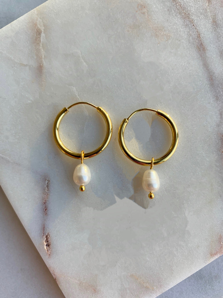 PEARL HOOP EARRINGS