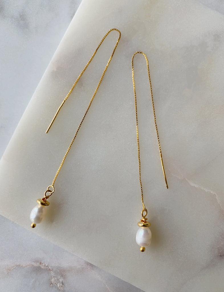 PEARL THREADER EARRINGS