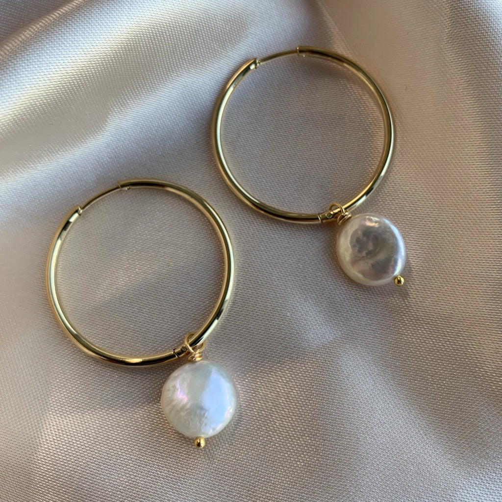 COIN Pearl Hoop Earrings